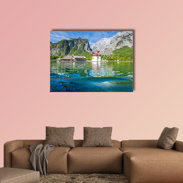 Classic panoramic view of Lake Konigssee multi panel canvas wall art