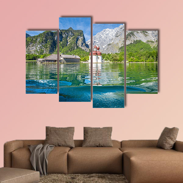 Classic panoramic view of Lake Konigssee multi panel canvas wall art
