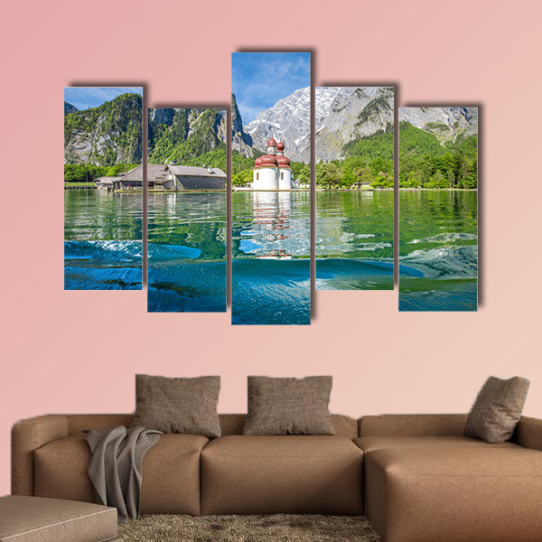 Classic panoramic view of Lake Konigssee multi panel canvas wall art