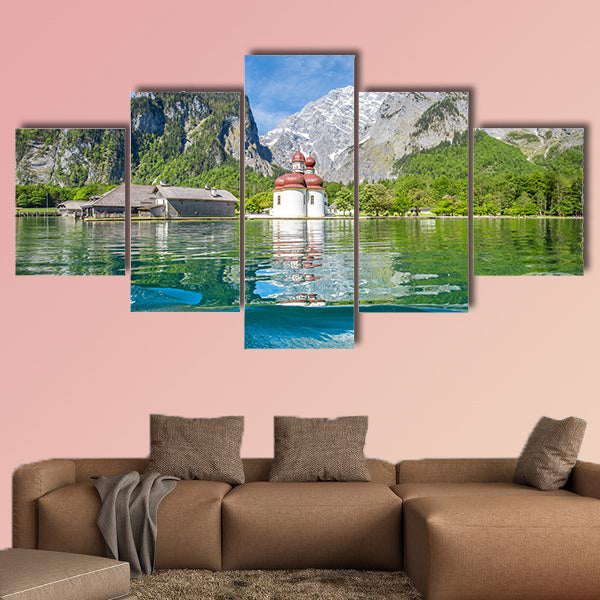 Classic panoramic view of Lake Konigssee multi panel canvas wall art