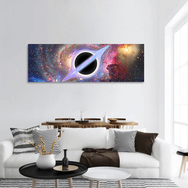 Black hole in outer space abstract science art Panoramic canvas Wall Art