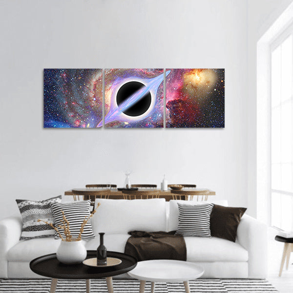 Black hole in outer space abstract science art Panoramic canvas Wall Art
