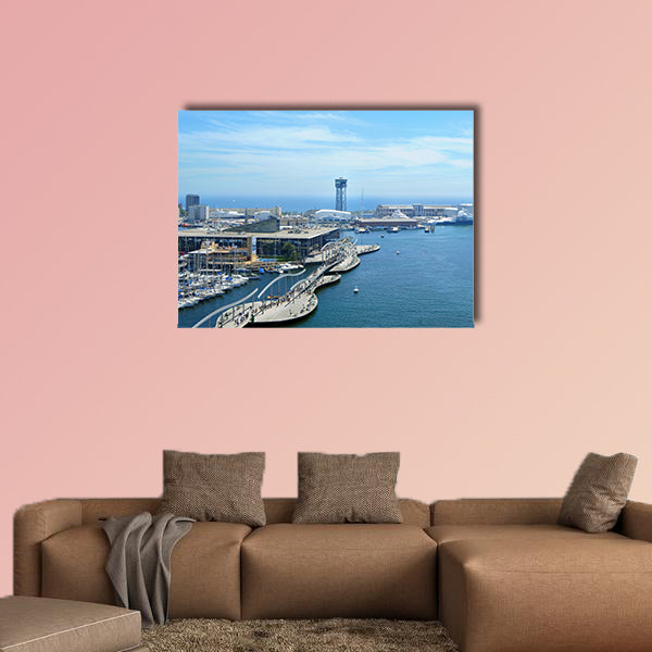 Port Vell and Maremagnum in Barcelona, Spain multi panel canvas wall art