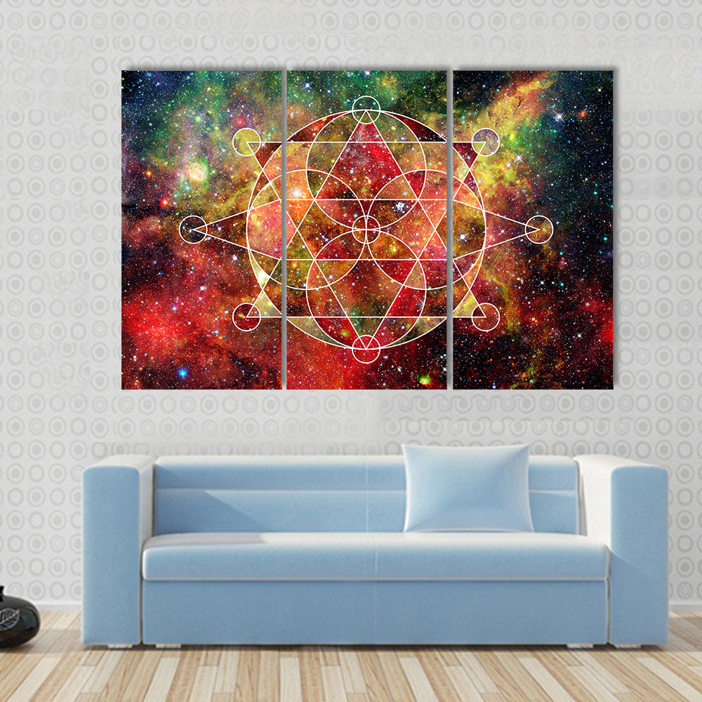 Polygonal Triangular And Nebula Geometric Cloudscape Multi Panel Canvas Wall Art