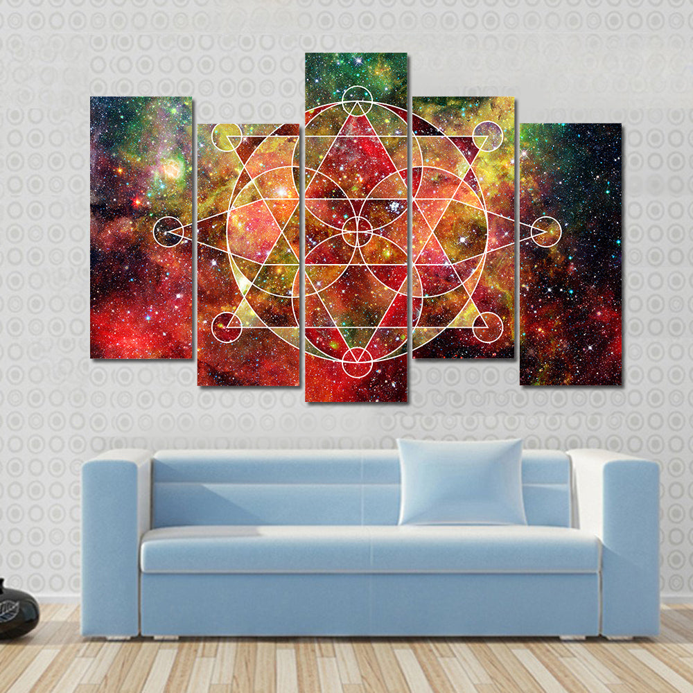 Polygonal Triangular And Nebula Geometric Cloudscape Multi Panel Canvas Wall Art