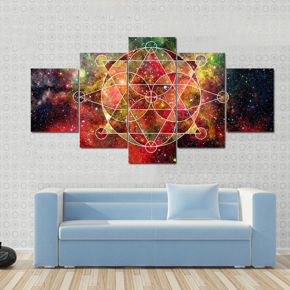 Polygonal Triangular And Nebula Geometric Cloudscape Multi Panel Canvas Wall Art