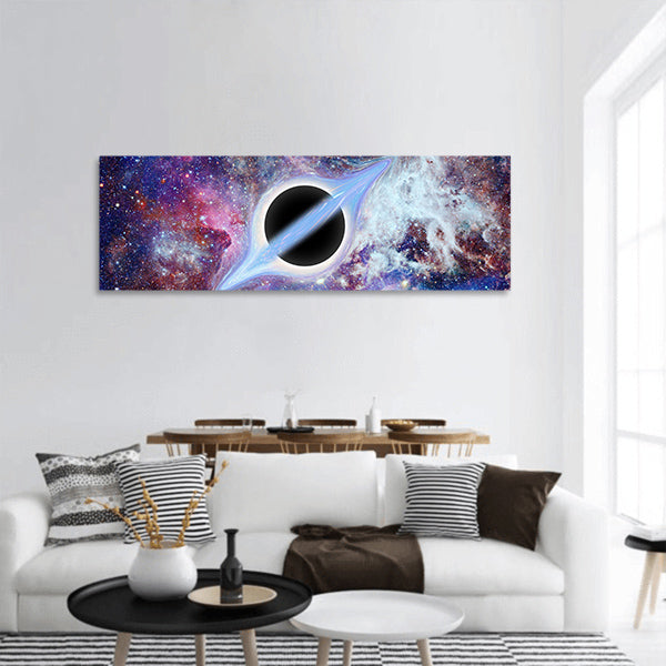 Black hole Science fiction wallpaper, panoramic canvas wall art
