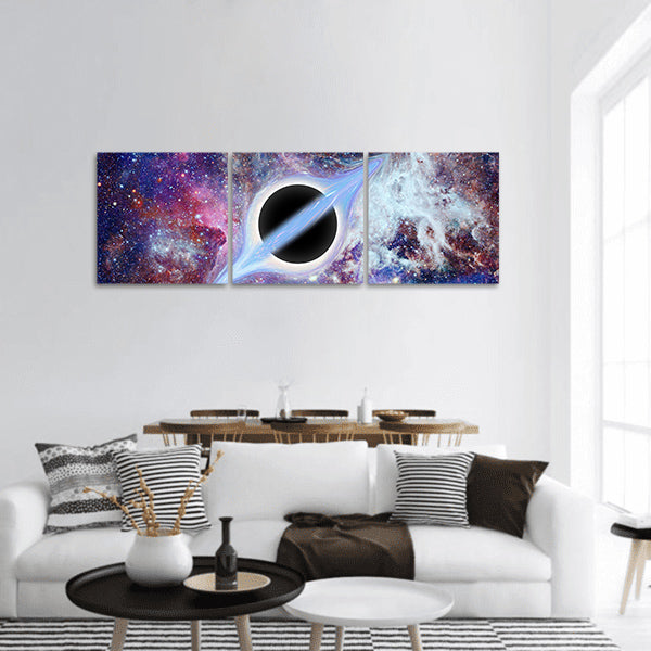 Black hole Science fiction wallpaper, panoramic canvas wall art