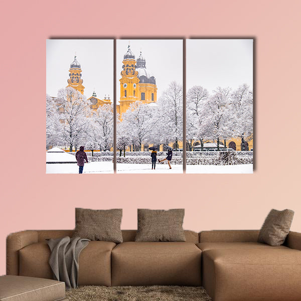 People enjoying the Odeonsplatz in Munich, Germany multi panel canvas wall art