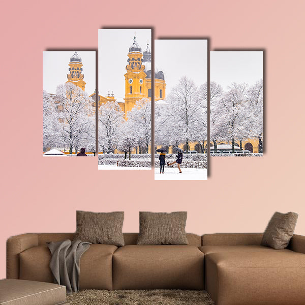 People enjoying the Odeonsplatz in Munich, Germany multi panel canvas wall art