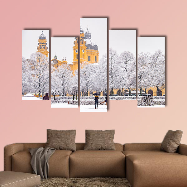 People enjoying the Odeonsplatz in Munich, Germany multi panel canvas wall art