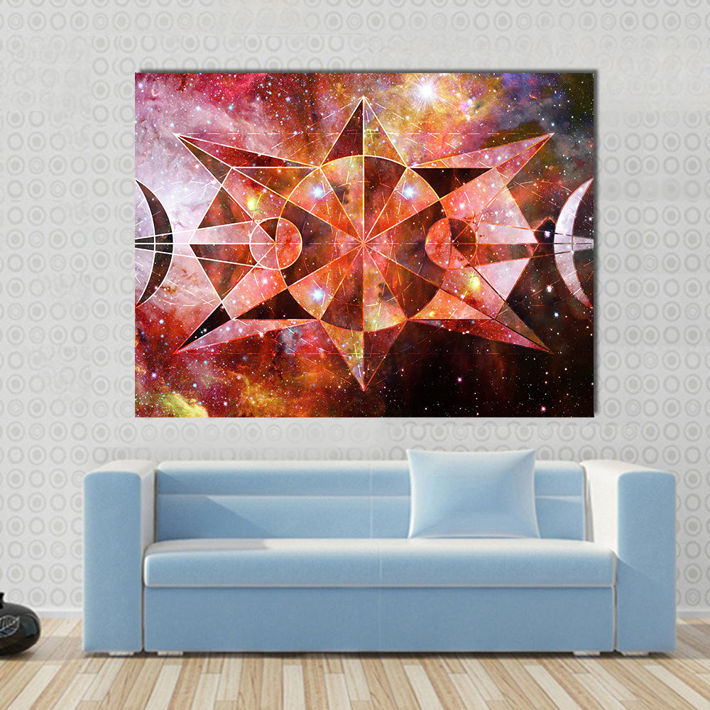 Abstract Art With Polygonal Starry Cloudscape Backdrop Multi Panel Canvas Wall Art