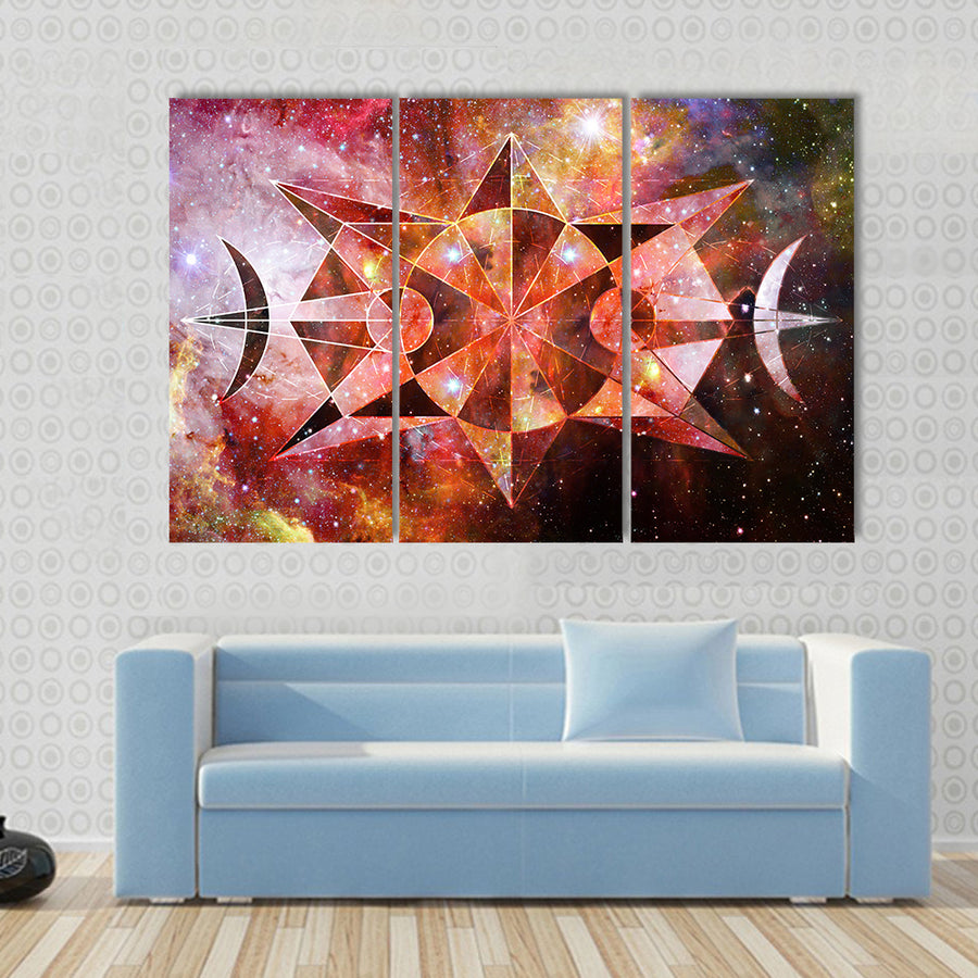 Abstract Art With Polygonal Starry Cloudscape Backdrop Multi Panel Canvas Wall Art
