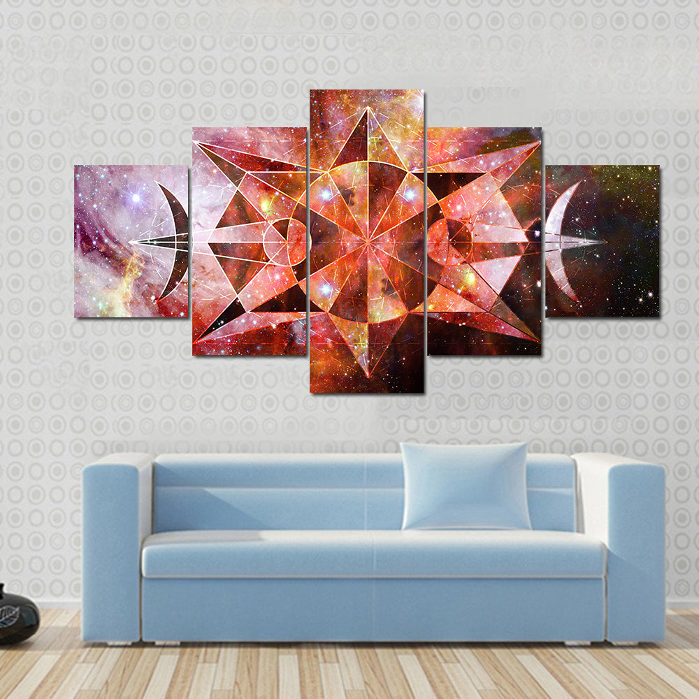 Abstract Art With Polygonal Starry Cloudscape Backdrop Multi Panel Canvas Wall Art