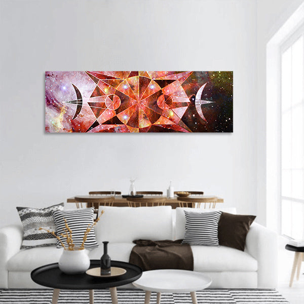 Abstract cosmos geometric with nebula Polygonal cloudscape Panoramic canvas Wall Art