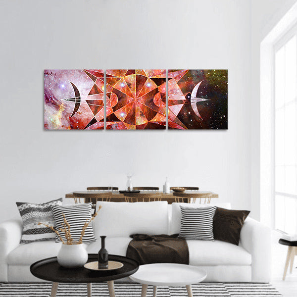 Abstract cosmos geometric with nebula Polygonal cloudscape Panoramic canvas Wall Art