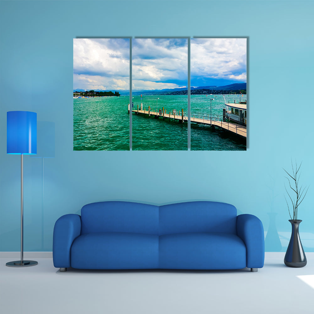 An outstanding natural scenery of water bungalow Multi Panel Canvas Wall Art