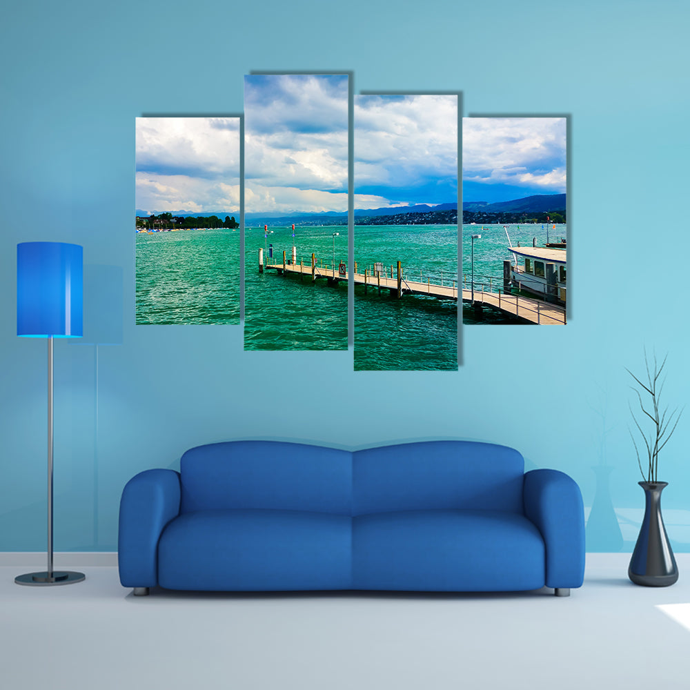An outstanding natural scenery of water bungalow Multi Panel Canvas Wall Art