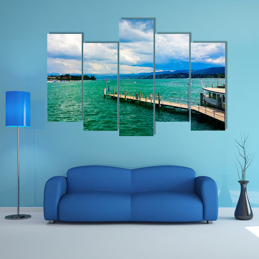 An outstanding natural scenery of water bungalow Multi Panel Canvas Wall Art