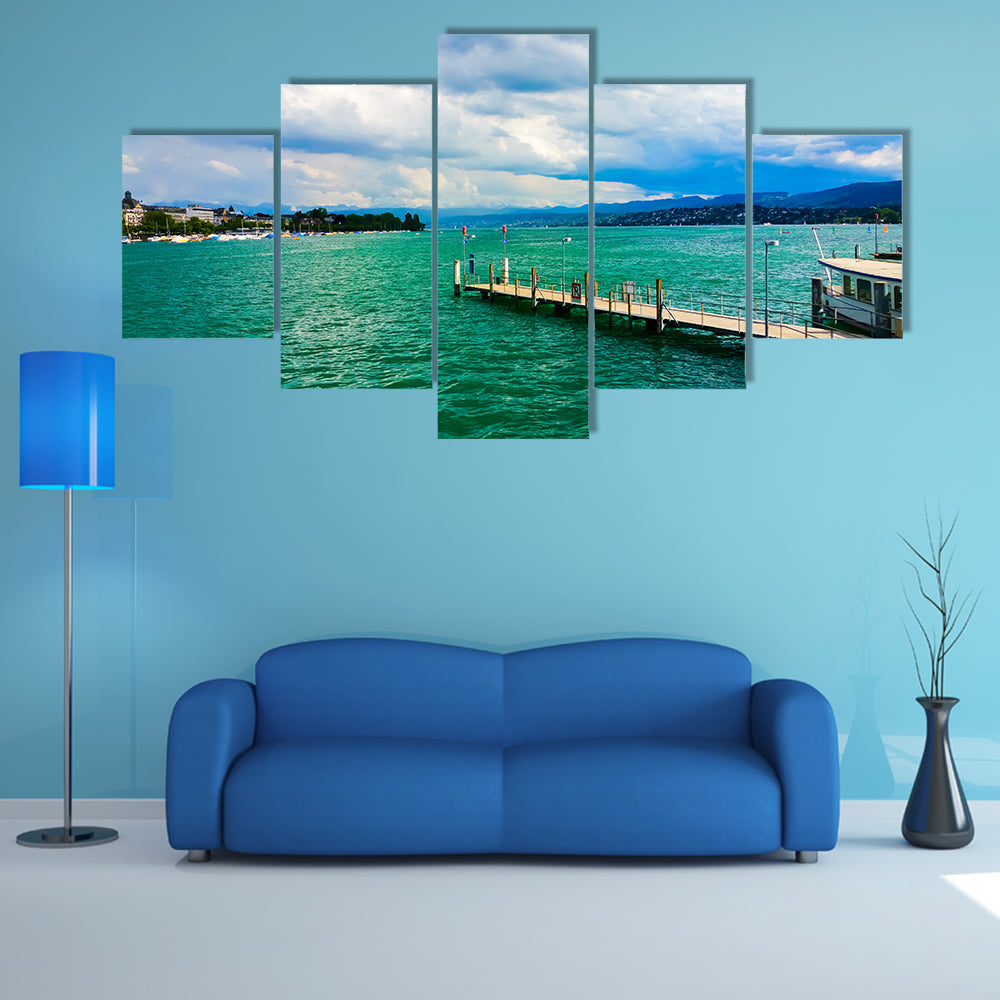 An outstanding natural scenery of water bungalow Multi Panel Canvas Wall Art