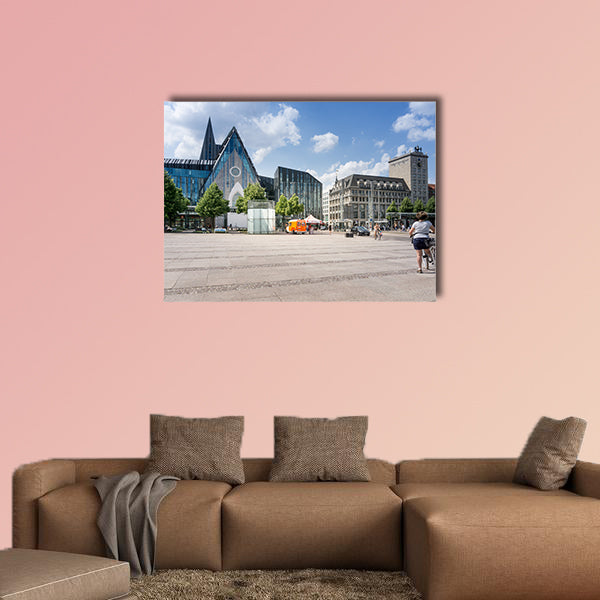  Street view of downtown in Leipzig, Germany multi panel canvas wall art