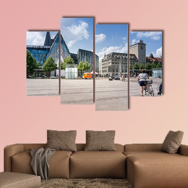  Street view of downtown in Leipzig, Germany multi panel canvas wall art