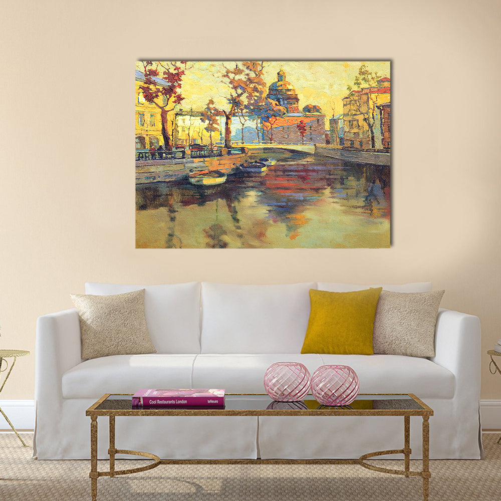 Kind on old streets of St.-Petersburg Multi panel canvas wall art