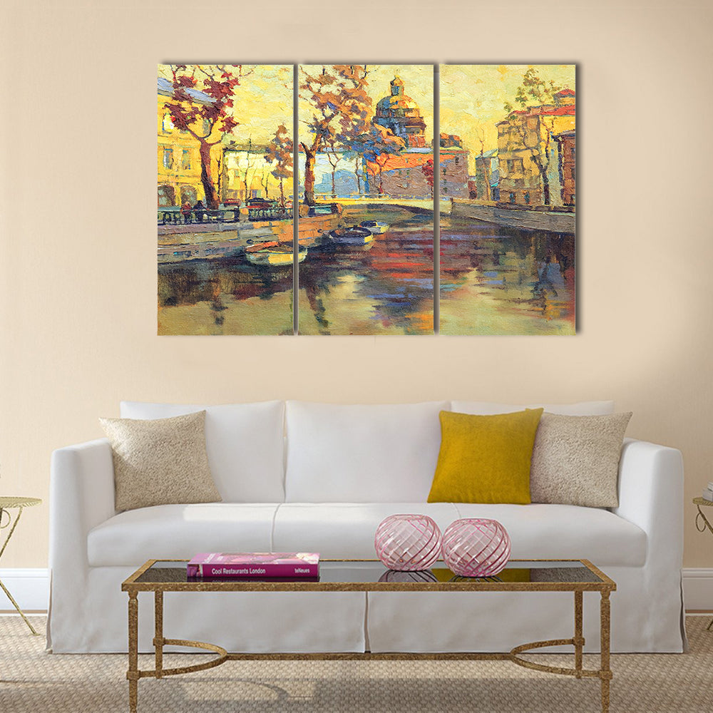 Kind on old streets of St.-Petersburg Multi panel canvas wall art
