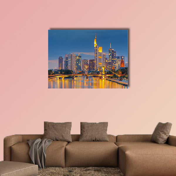 Frankfurt am Main at night multi panel canvas wall art