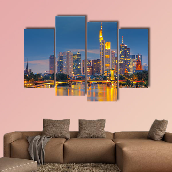 Frankfurt am Main at night multi panel canvas wall art
