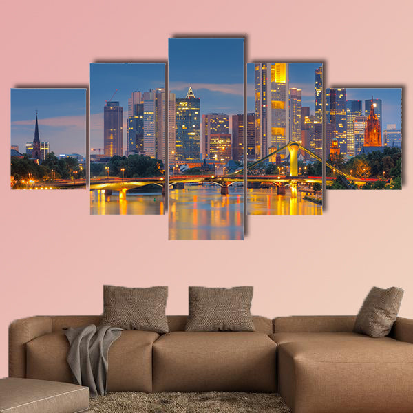 Frankfurt am Main at night multi panel canvas wall art