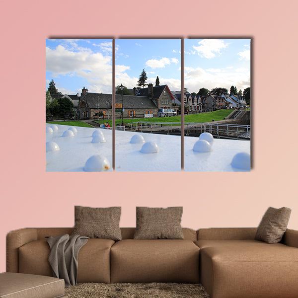 Caledonian, Caledonian Canal with Ships and Watergate canvas wall art