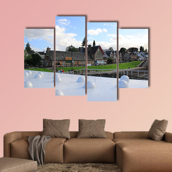 Caledonian, Caledonian Canal with Ships and Watergate canvas wall art