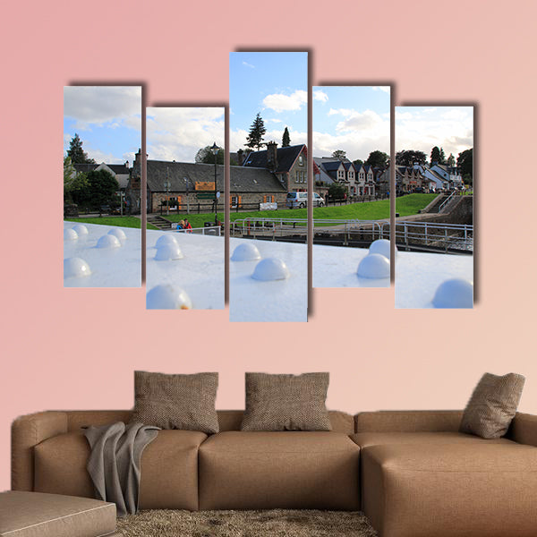 Caledonian, Caledonian Canal with Ships and Watergate canvas wall art
