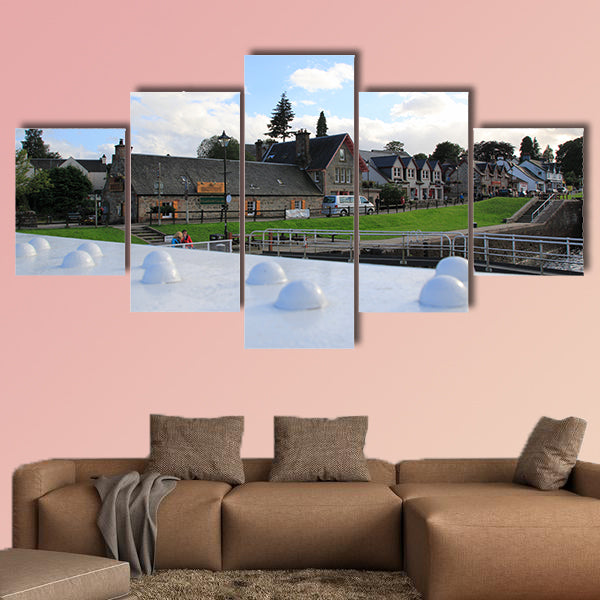 Caledonian, Caledonian Canal with Ships and Watergate canvas wall art