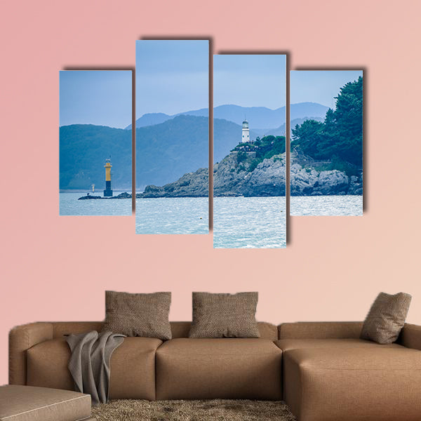 Light house in Busan on the beach South Korea multi panel canvas wall art