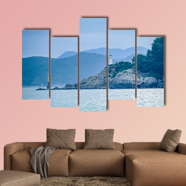 Light house in Busan on the beach South Korea multi panel canvas wall art