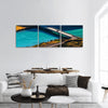 Two cars crossing blue river on the bridge Chile Panoramic canvas Wall Art