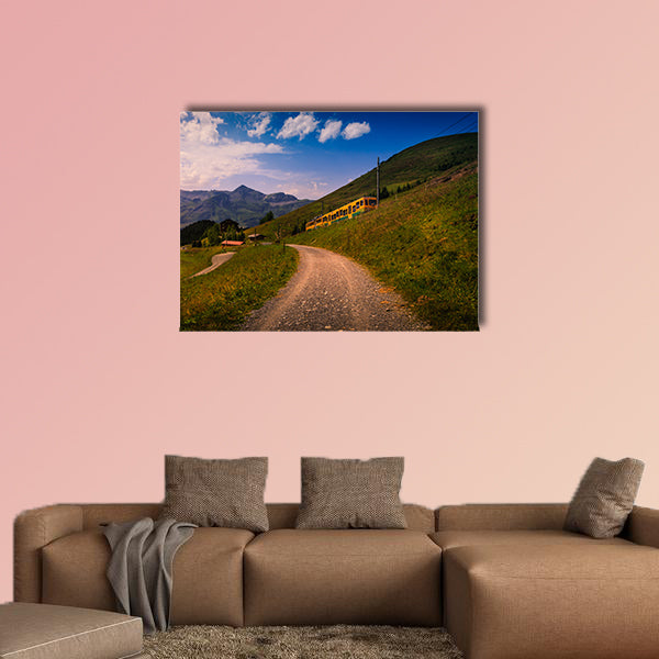 Colorful landscape in the Jungfrau region with the mountain train wall art