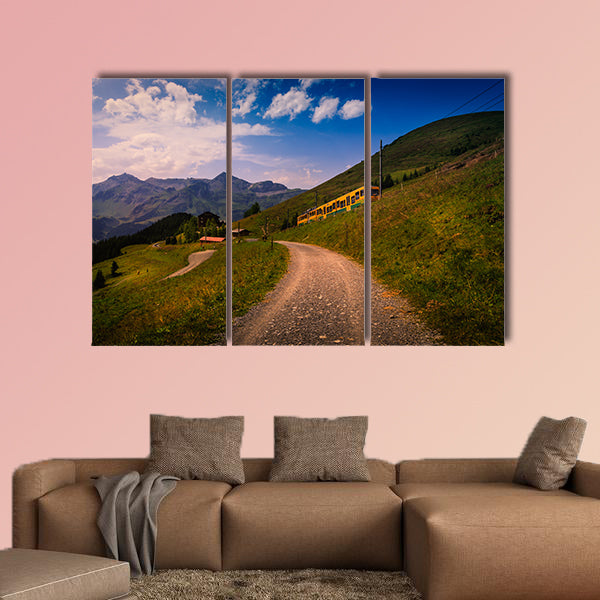 Colorful landscape in the Jungfrau region with the mountain train wall art