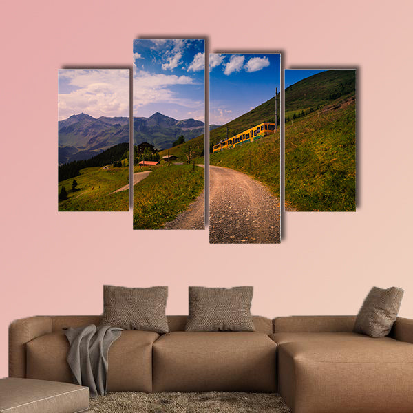 Colorful landscape in the Jungfrau region with the mountain train wall art
