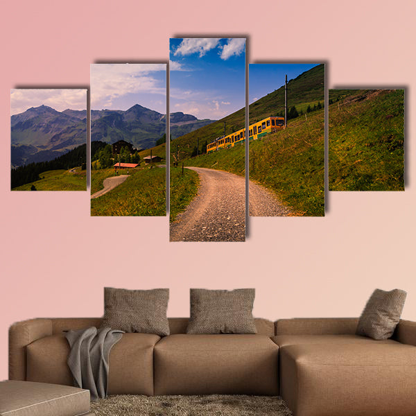 Colorful landscape in the Jungfrau region with the mountain train wall art