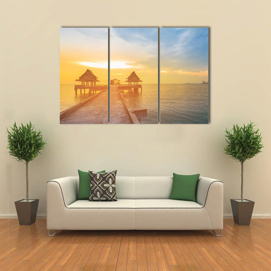 The Beauty Of The Sunset Leading To The Sea Coast Skyline Multi Panel Canvas Wall Art