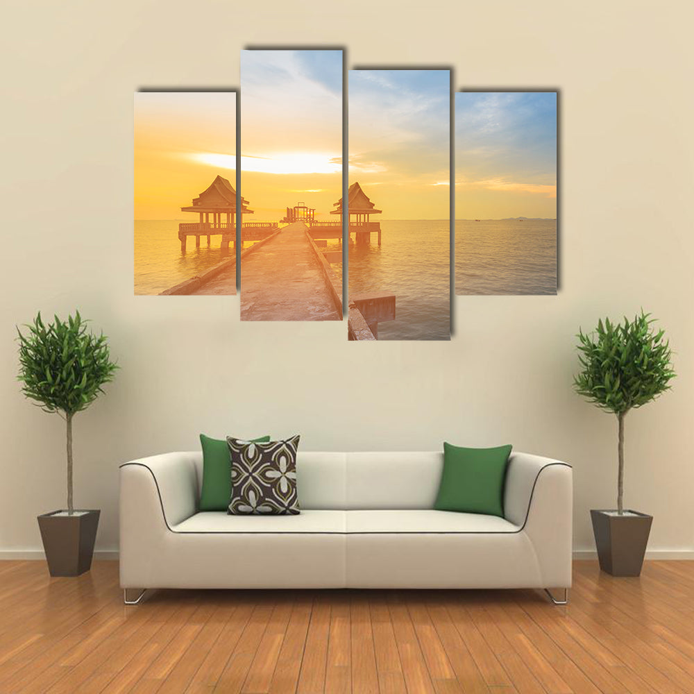 The Beauty Of The Sunset Leading To The Sea Coast Skyline Multi Panel Canvas Wall Art