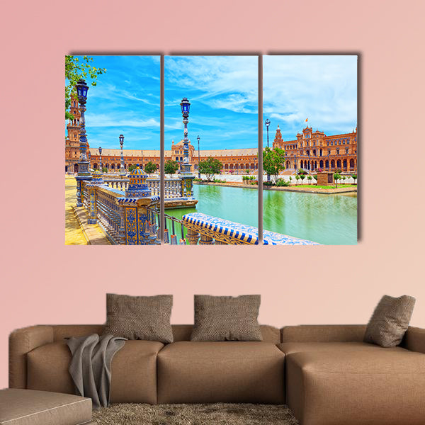 Spain Square (Plaza de Espana) in Seville, Spain multi panel canvas wall art