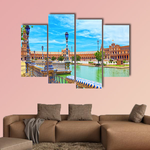 Spain Square (Plaza de Espana) in Seville, Spain multi panel canvas wall art