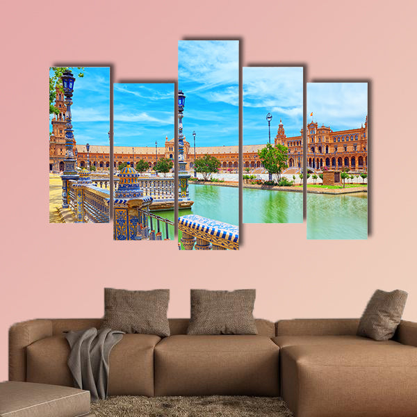 Spain Square (Plaza de Espana) in Seville, Spain multi panel canvas wall art