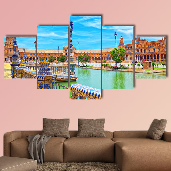 Spain Square (Plaza de Espana) in Seville, Spain multi panel canvas wall art