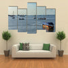 ships and boats at harbor of Pointe-Noire Multi panel canvas wall art