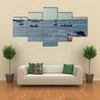 ships and boats at harbor of Pointe-Noire Multi panel canvas wall art